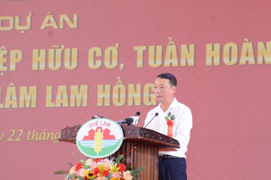 Chủ tịch UBND tỉnh H&agrave; Tĩnh Phan Thi&ecirc;n Định ph&aacute;t biểu tại lễ khởi c&ocirc;ng