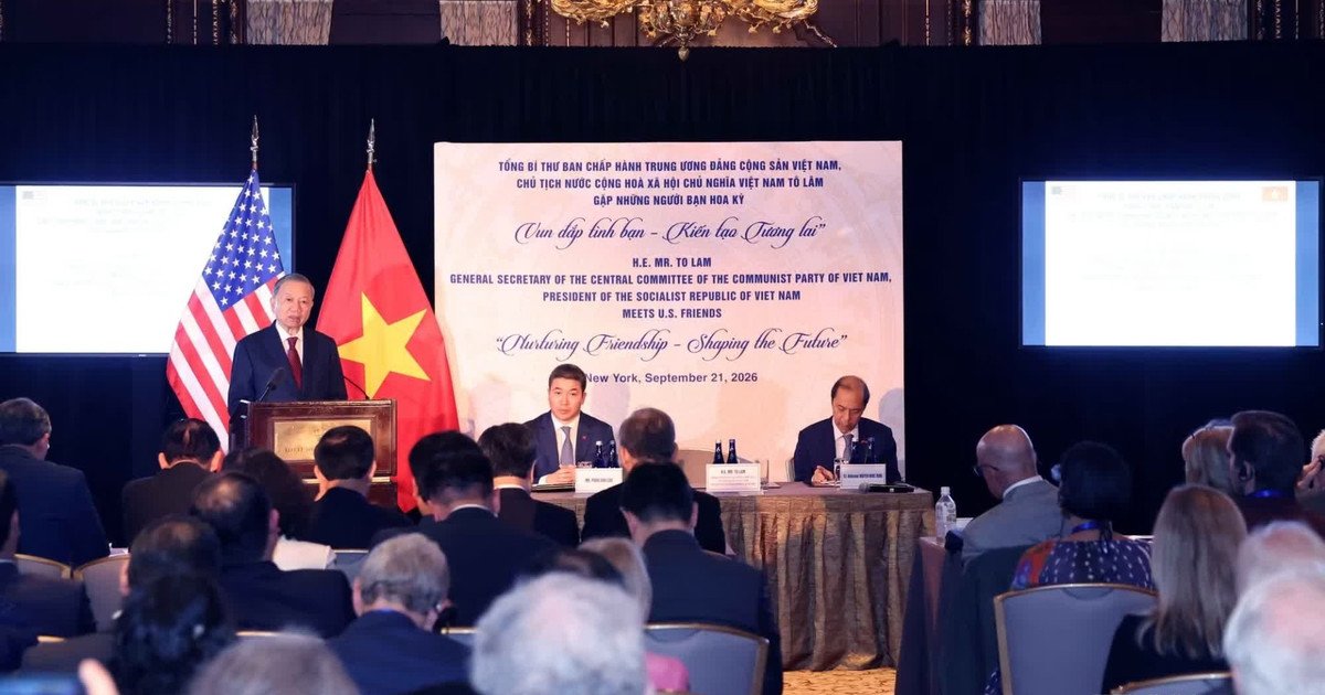 Tổng Bí thư, Chủ tịch nước Tô Lâm phát biểu tại cuộc gặp những người bạn Hoa Kỳ. (Ảnh: TTXVN) Tổng Bí thư, Chủ tịch nước Tô Lâm phát biểu tại cuộc gặp những người bạn Hoa Kỳ. (Ảnh: TTXVN)