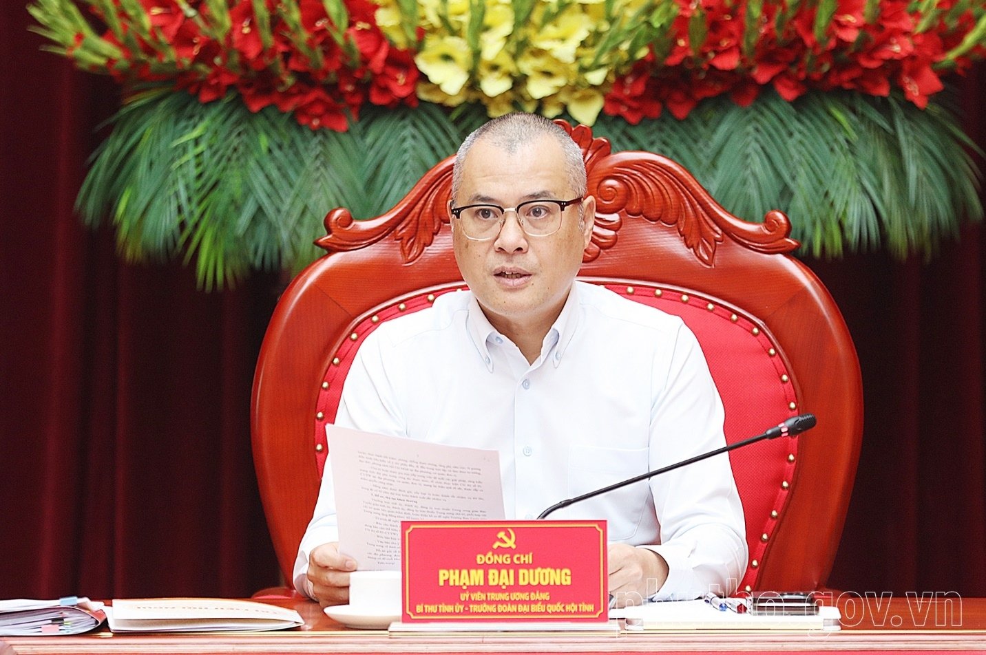 B&iacute; thư Tỉnh ủy Phạm Đại Dương chủ tr&igrave; hội nghị. Ảnh: