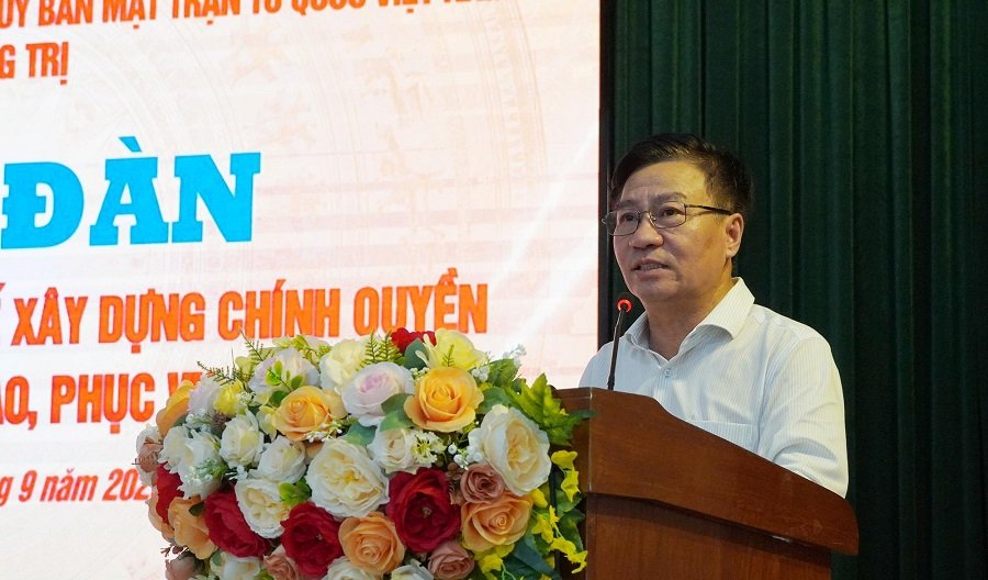 Ph&oacute; Chủ tịch Thường trực Ủy ban MTTQ Việt Nam tỉnh Quảng Trị Đ&agrave;o Mạnh H&ugrave;ng ph&aacute;t biểu tại diễn đ&agrave;n