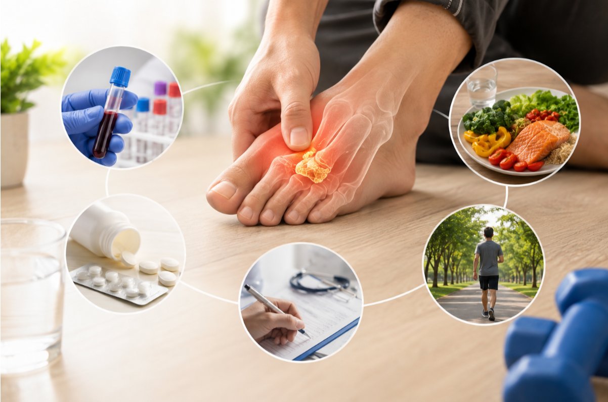 Theo d&otilde;i chỉ số acid uric, d&ugrave;ng thuốc đ&uacute;ng chỉ định v&agrave; duy tr&igrave; lối sống khoa học l&agrave; nền tảng kiểm so&aacute;t g&uacute;t l&acirc;u d&agrave;i.