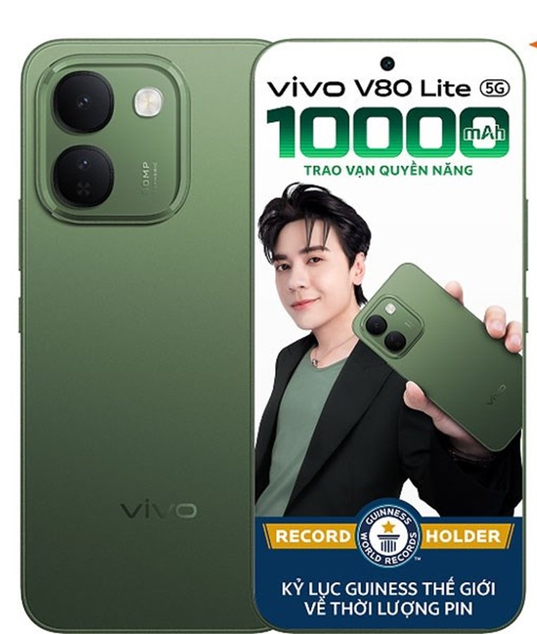 Điểm nhấn nổi trội nhất của vivo V80 Lite nằm ở thỏi pin dung lượng lên tới 10.000mAh mang thương hiệu BlueVolt Điểm nhấn nổi trội nhất của vivo V80 Lite nằm ở thỏi pin dung lượng lên tới 10.000mAh mang thương hiệu BlueVolt