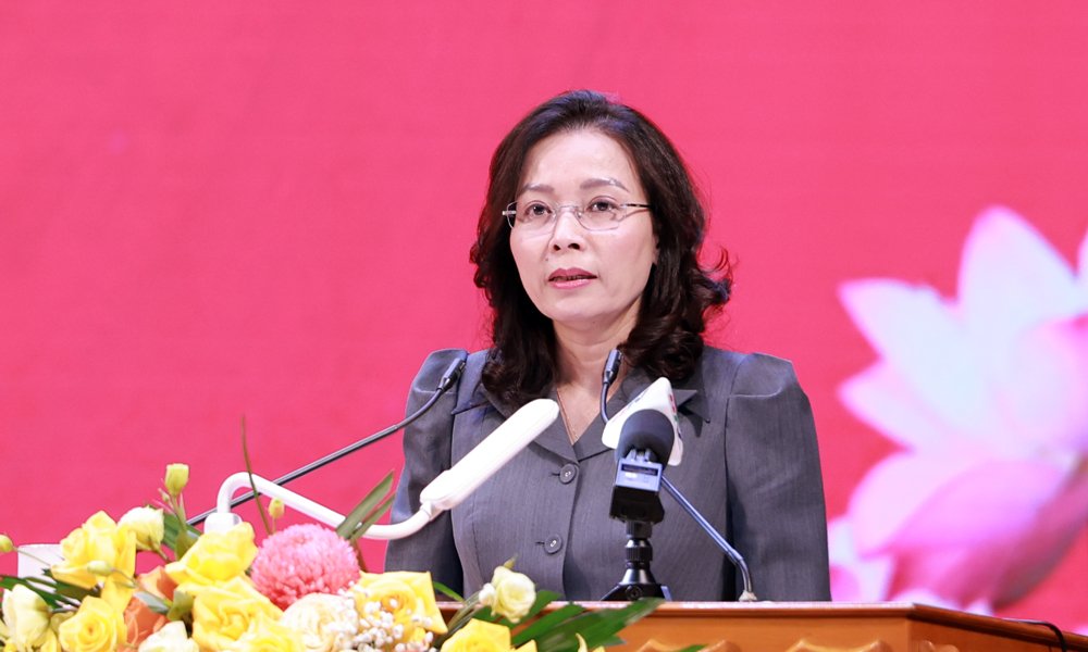 Đồng ch&iacute; Nguyễn Thị Hương, Ph&oacute; B&iacute; thư Thường trực Th&agrave;nh ủy ph&aacute;t biểu kết luận.