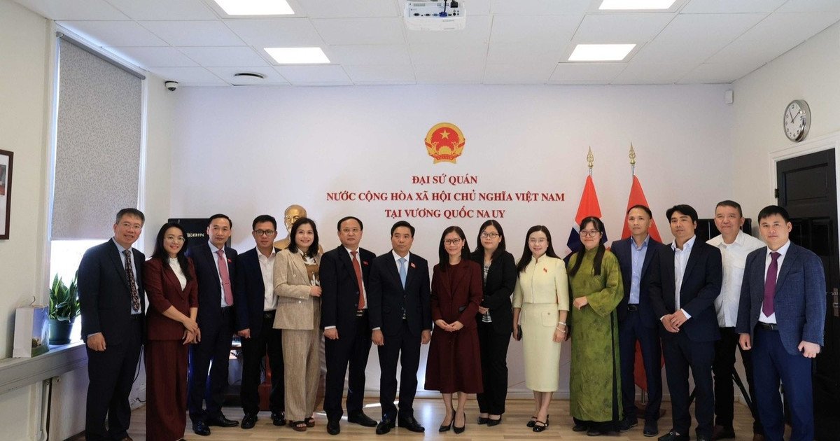 Đo&agrave;n đại biểu Quốc hội Việt Nam thăm v&agrave; l&agrave;m việc tại Đại sứ qu&aacute;n Việt Nam tại Na Uy. (Ảnh: Bộ ngoại giao)