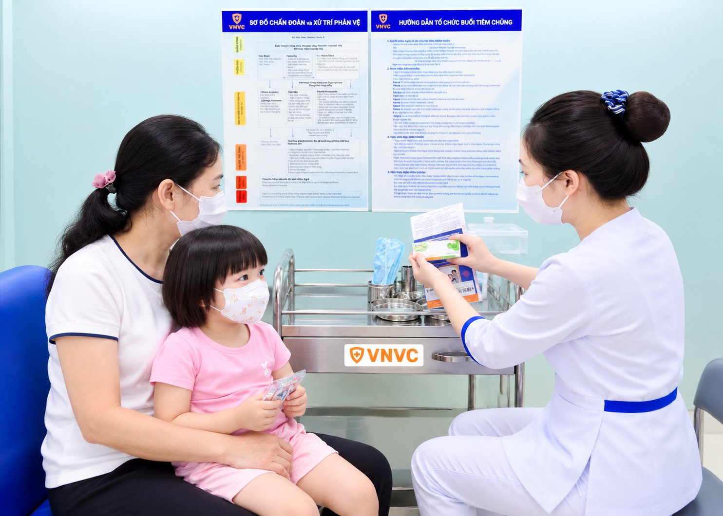 B&eacute; Nguyễn Ngọc Minh An ti&ecirc;m vắc xin tay ch&acirc;n miệng tại VNVC s&aacute;ng 28/9. Ảnh: Thu Trang