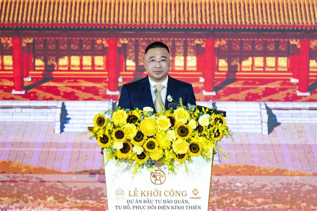 &Ocirc;ng Trần Minh Sơn - Th&agrave;nh vi&ecirc;n Hội đồng s&aacute;ng lập, Ph&oacute; Chủ tịch Thường trực Hội đồng quản trị Tập đo&agrave;n Sun Group chia sẻ tại lễ khởi c&ocirc;ng