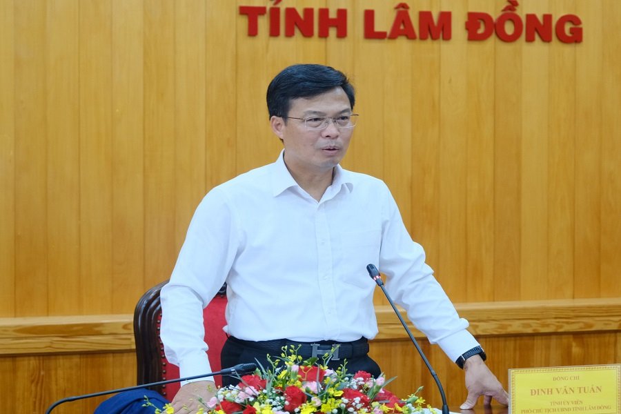 Tỉnh ủy vi&ecirc;n, Ph&oacute; Chủ tịch UBND tỉnh ph&aacute;t biểu kết luận buổi l&agrave;m việc.