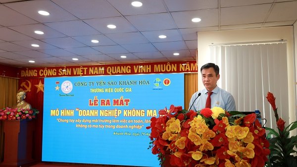 &Ocirc;ng Nguyễn Thanh Hải - Tổng Gi&aacute;m đốc C&ocirc;ng ty Ph&aacute;t biểu khai mạc Lễ ra mắt m&ocirc; h&igrave;nh doanh nghiệp kh&ocirc;ng ma t&uacute;y