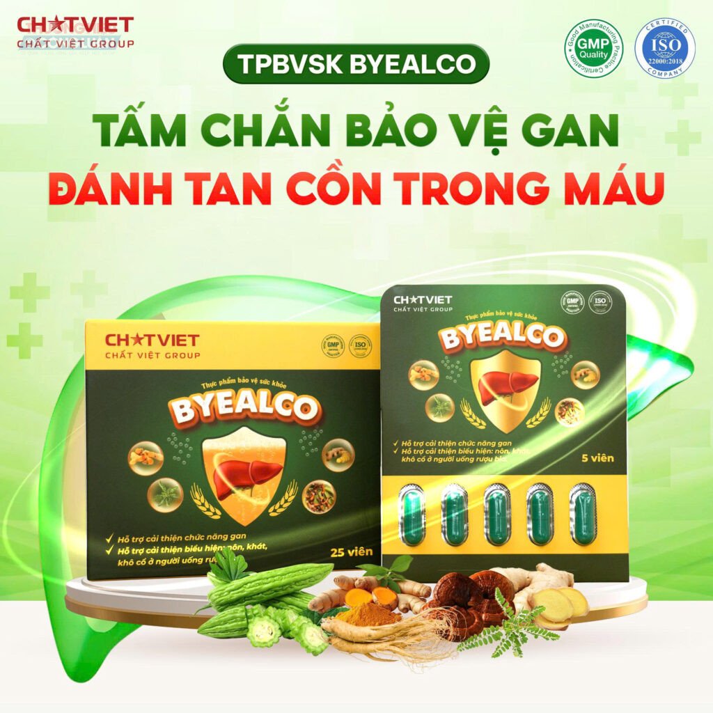 Sản phẩm ByeAlco đang được quảng bá bằng thông điệp như “Tấm chắn bảo vệ gan - Đánh tan cồn trong máu” Sản phẩm ByeAlco đang được quảng bá bằng thông điệp như “Tấm chắn bảo vệ gan - Đánh tan cồn trong máu”
