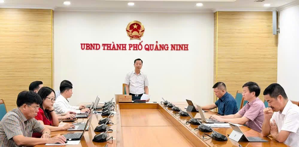&Ocirc;ng L&ecirc; Văn &Aacute;nh, Ph&oacute; Chủ tịch UBND th&agrave;nh phố Quảng Ninh ph&aacute;t biểu tại phi&ecirc;n họp