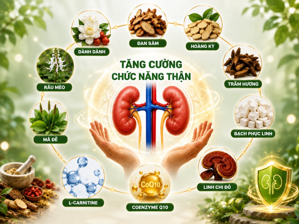Thảo dược v&agrave; hoạt chất sinh học gi&uacute;p tăng cường chức năng thận