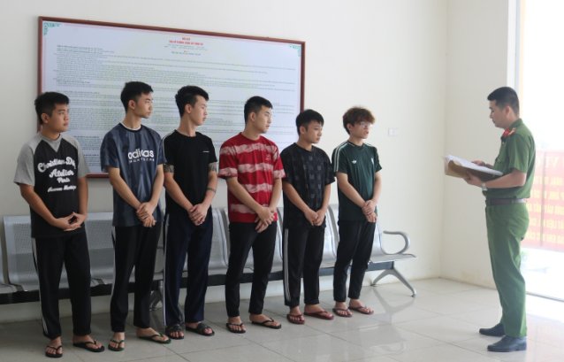 Các đối tượng tại cơ quan Công an tỉnh Thái Nguyên. Ảnh: congan.thainguyen.gov.vn Các đối tượng tại cơ quan Công an tỉnh Thái Nguyên. Ảnh: congan.thainguyen.gov.vn