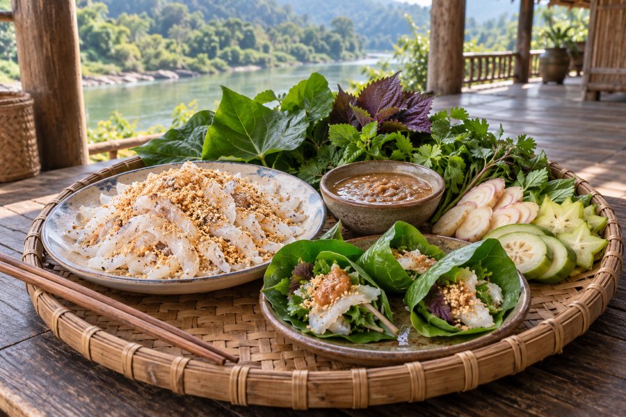 Gỏi cá bỗng sông Lô, món quý đãi khách của người Tày Gỏi cá bỗng sông Lô, món quý đãi khách của người Tày