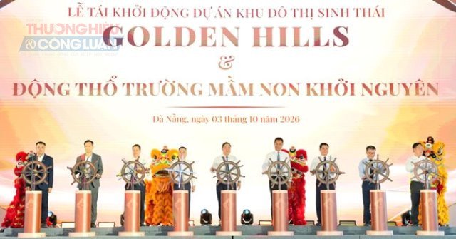 Các đại biểu thực hiện nghi thức tái khởi động Dự án Khu đô thị sinh thái Golden Hills và động thổ Trường Mầm non Khởi Nguyên ngày 3/10/2026. Các đại biểu thực hiện nghi thức tái khởi động Dự án Khu đô thị sinh thái Golden Hills và động thổ Trường Mầm non Khởi Nguyên ngày 3/10/2026.