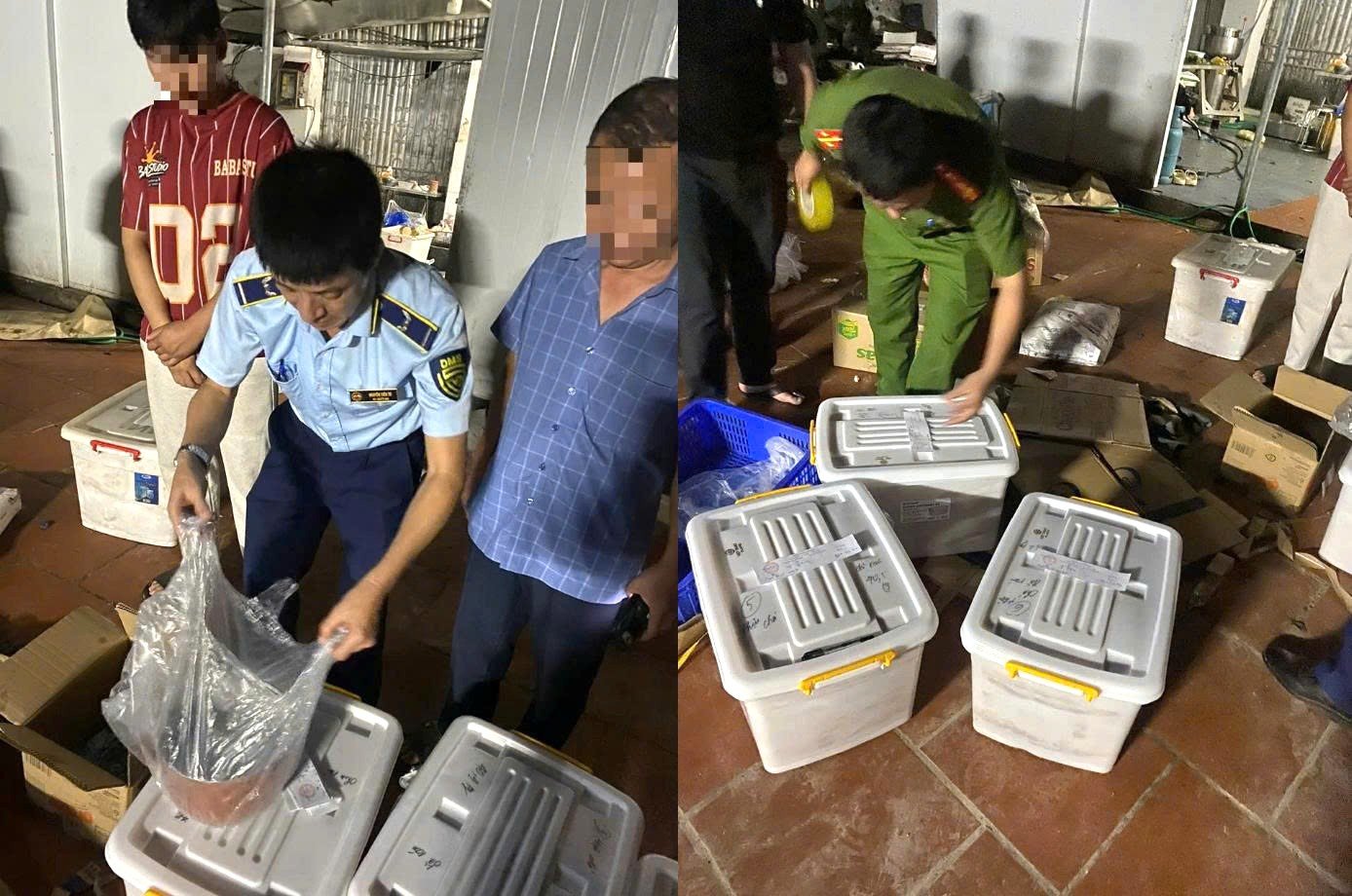 Lực lượng chức năng H&agrave; Nội kiểm tra h&agrave;ng h&oacute;a vi phạm (Ảnh: Chi cục QLTT H&agrave; Nội cung cấp)