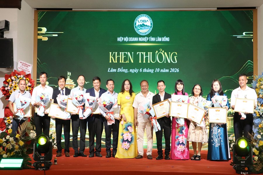 Hiệp hội Doanh nghiệp tỉnh khen thưởng cho c&aacute;c doanh nh&acirc;n đ&atilde; đ&oacute;ng g&oacute;p t&iacute;ch cực cho sự ph&aacute;t triển của Hiệp hội.