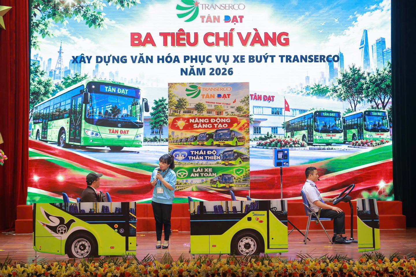 Phần thi t&igrave;nh huống về văn h&oacute;a phục vụ h&agrave;nh kh&aacute;ch của đội ngũ l&aacute;i xe, nh&acirc;n vi&ecirc;n xe bu&yacute;t Transerco.