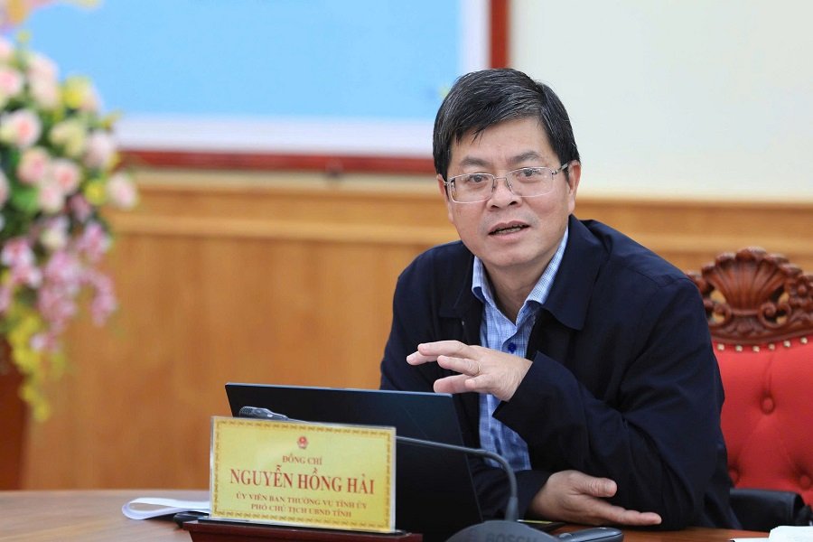 Ph&oacute; Chủ tịch Thường trực UBND tỉnh Nguyễn Hồng Hải ph&aacute;t biểu tại buổi l&agrave;m việc.