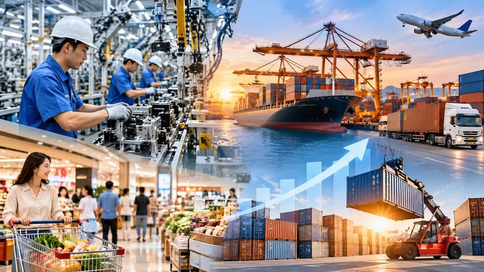 Sản xuất công nghiệp tăng tốc qua từng quý, tạo nền tảng quan trọng để ngành Công Thương duy trì đà tăng trưởng trong quý IV/2026. Ảnh AI Sản xuất công nghiệp tăng tốc qua từng quý, tạo nền tảng quan trọng để ngành Công Thương duy trì đà tăng trưởng trong quý IV/2026. Ảnh AI