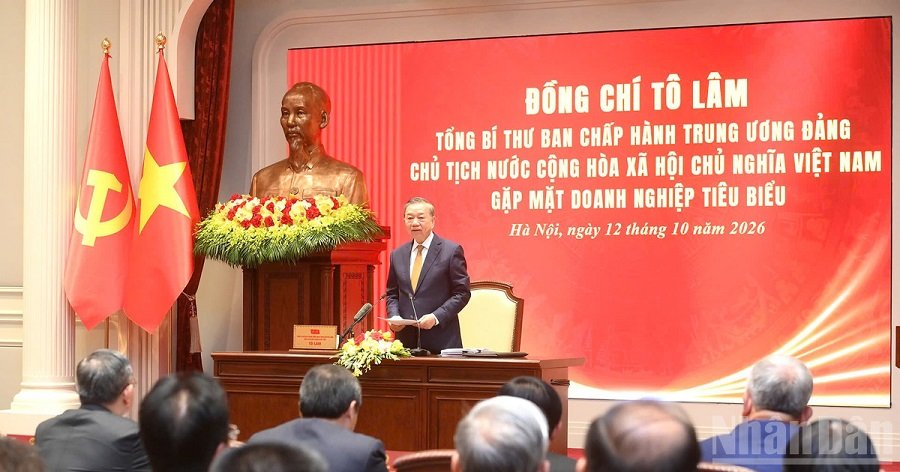 Tổng Bí thư, Chủ tịch nước Tô Lâm chủ trì gặp mặt đại biểu doanh nghiệp tiêu biểu. (Ảnh: ĐĂNG KHOA) Tổng Bí thư, Chủ tịch nước Tô Lâm chủ trì gặp mặt đại biểu doanh nghiệp tiêu biểu. (Ảnh: ĐĂNG KHOA)