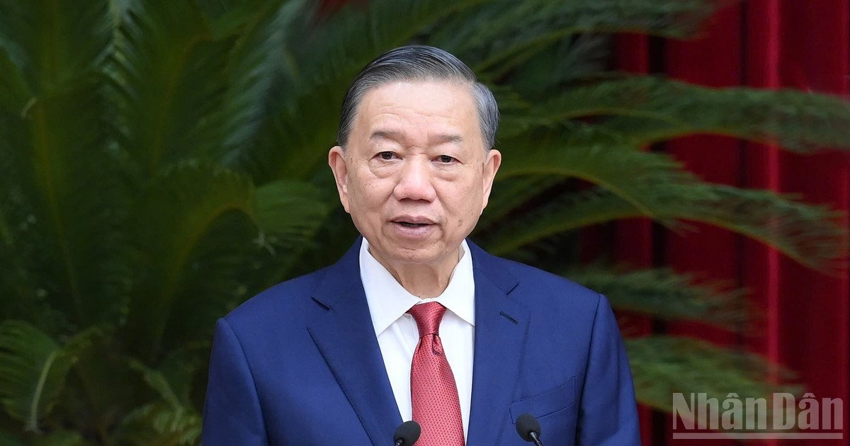 Tổng B&iacute; thư, Chủ tịch nước T&ocirc; L&acirc;m tại Hội nghị Trung ương lần thứ tư Ban Chấp h&agrave;nh Trung ương Đảng kh&oacute;a XIV. (Ảnh: ĐĂNG KHOA)