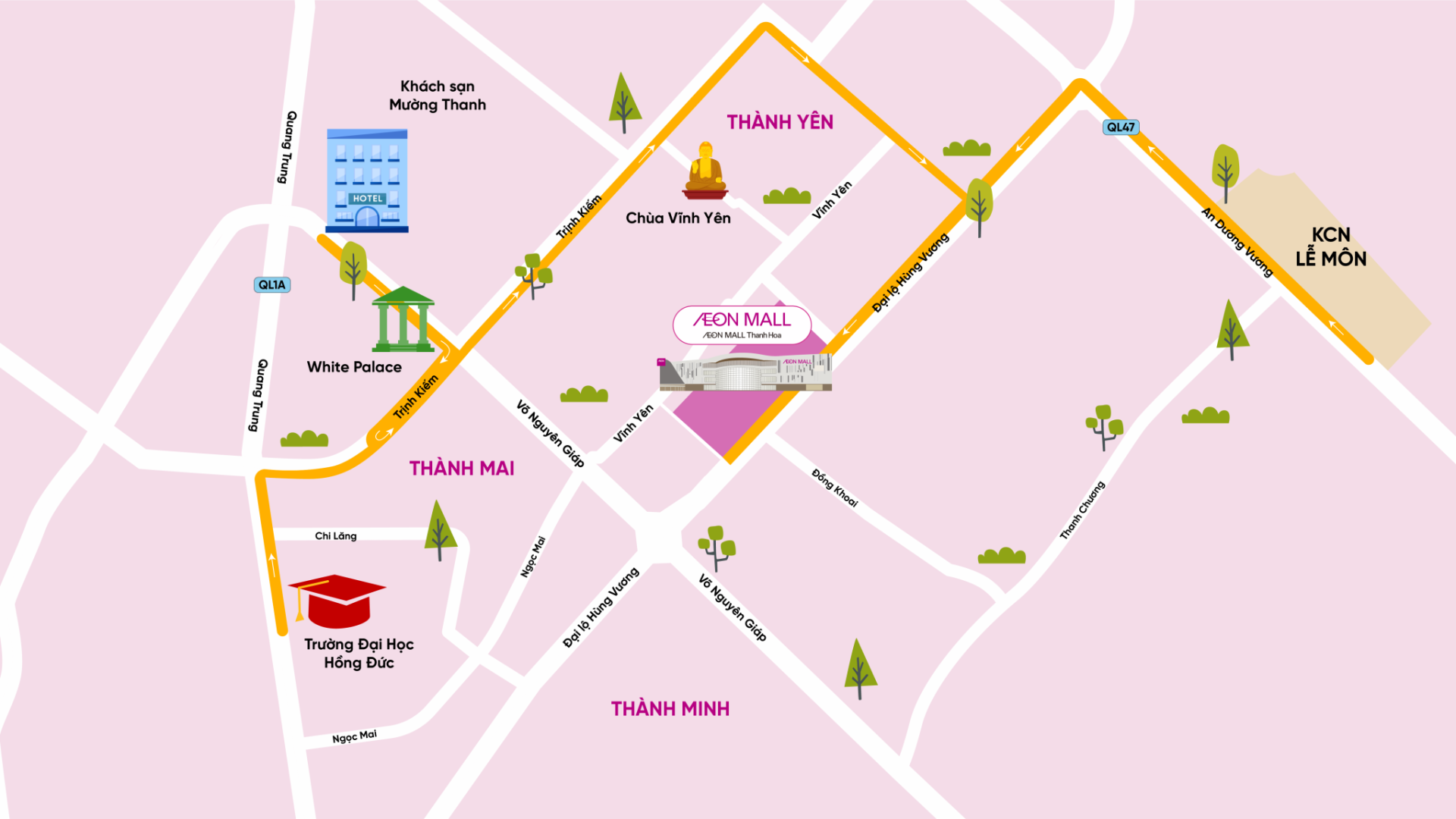 Bản đồ hướng dẫn đường đi đến AEON MALL Thanh Hóa Bản đồ hướng dẫn đường đi đến AEON MALL Thanh Hóa