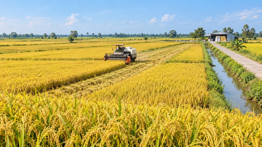 Cơ giới hóa thu hoạch lúa tại vùng nguyên liệu tập trung, hướng đến nâng cao hiệu quả sản xuất và liên kết tiêu thụ. Cơ giới hóa thu hoạch lúa tại vùng nguyên liệu tập trung, hướng đến nâng cao hiệu quả sản xuất và liên kết tiêu thụ.