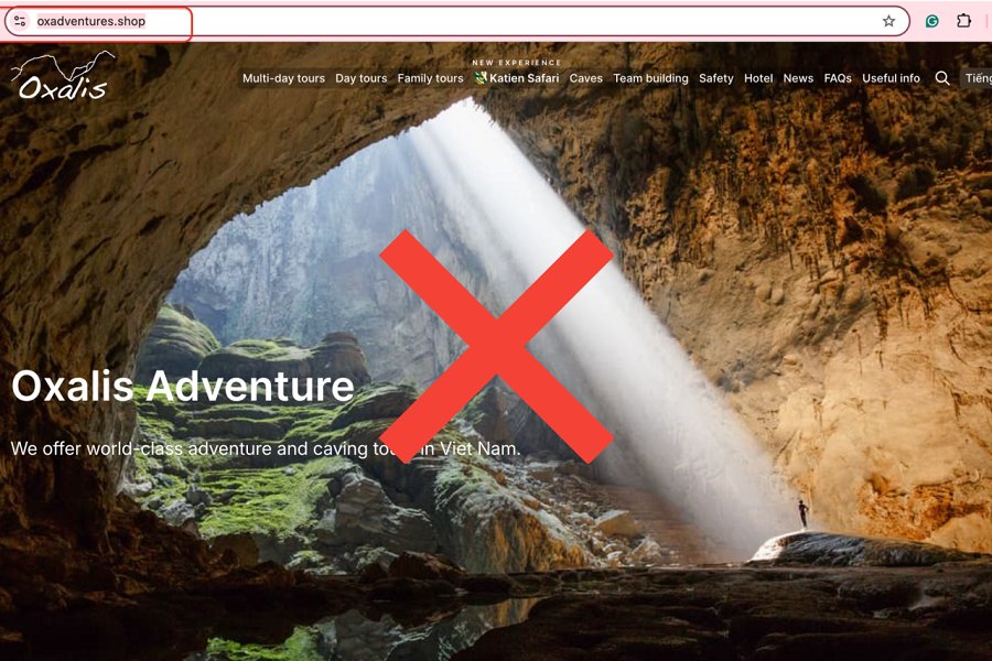 Website mạo danh thương hiệu Oxalis Adventure để lừa đảo