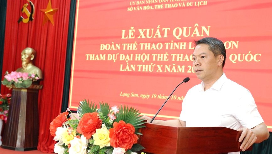 Ph&oacute; Chủ tịch UBND tỉnh Lạng Sơn Đo&agrave;n Thanh Sơn ph&aacute;t biểu (Ảnh: Kh&aacute;nh Ly)