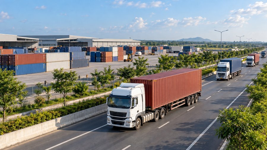 Kết nối vận tải container với hệ thống kho bãi, hỗ trợ lưu thông hàng hóa qua cửa khẩu. Kết nối vận tải container với hệ thống kho bãi, hỗ trợ lưu thông hàng hóa qua cửa khẩu.