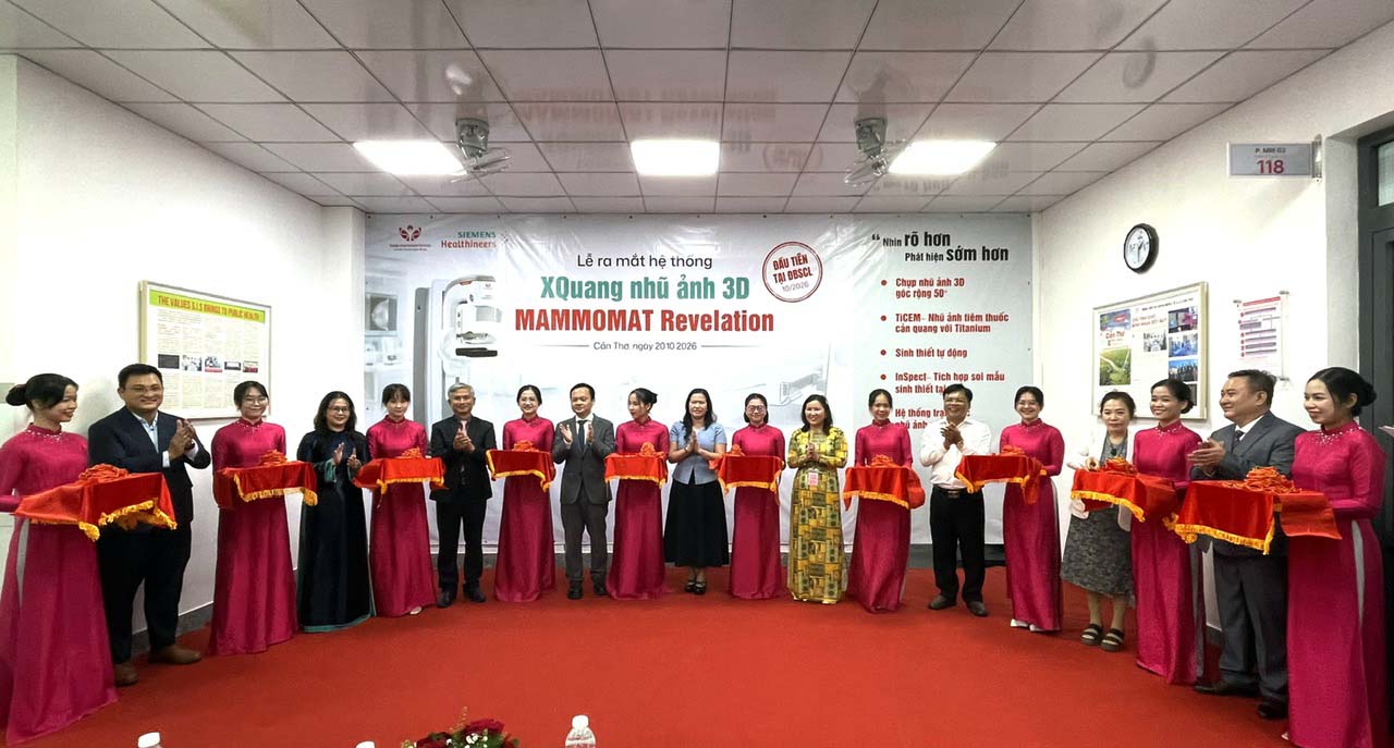 Nghi thức khánh thành Hệ thống nhũ ảnh X-quang 3D tích hợp trí tuệ nhân tạo đầu tiên khu vực Đồng bằng sông Cửu Long Nghi thức khánh thành Hệ thống nhũ ảnh X-quang 3D tích hợp trí tuệ nhân tạo đầu tiên khu vực Đồng bằng sông Cửu Long