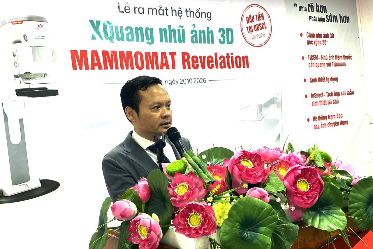PGS.TS.BS Hoàng Quốc Cường, Giám đốc Sở Y tế TP. Cần Thơ phát biểu tại Lễ ra mắt hệ thống nhũ ảnh X-quang 3D PGS.TS.BS Hoàng Quốc Cường, Giám đốc Sở Y tế TP. Cần Thơ phát biểu tại Lễ ra mắt hệ thống nhũ ảnh X-quang 3D