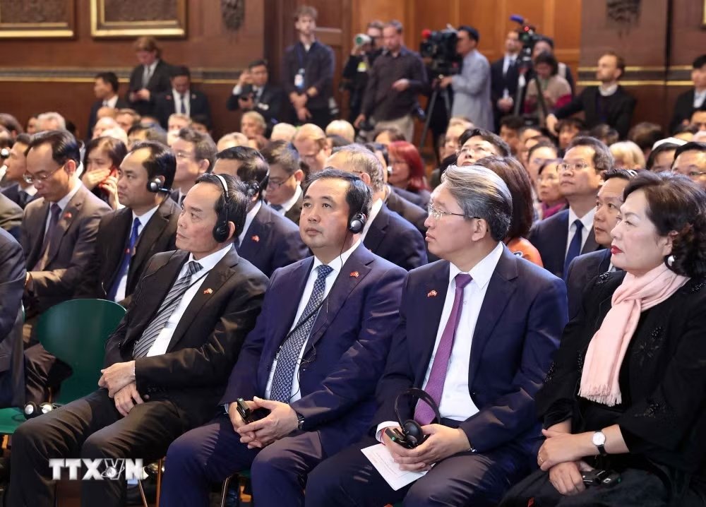C&aacute;c đại biểu tham dự cuộc ph&aacute;t biểu ch&iacute;nh s&aacute;ch tại Đại học Copenhagen của Tổng B&iacute; thư, Chủ tịch nước T&ocirc; L&acirc;m - Ảnh: TTXVN