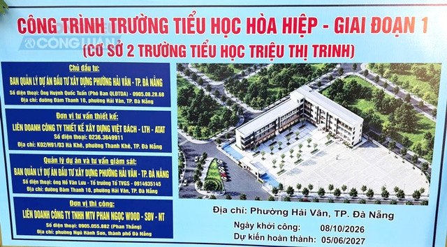 Dự &aacute;n x&acirc;y dựng cơ sở 2 Trường Tiểu học Triệu Thị Trinh tại phường Hải V&acirc;n, TP. Đ&agrave; Nẵng.