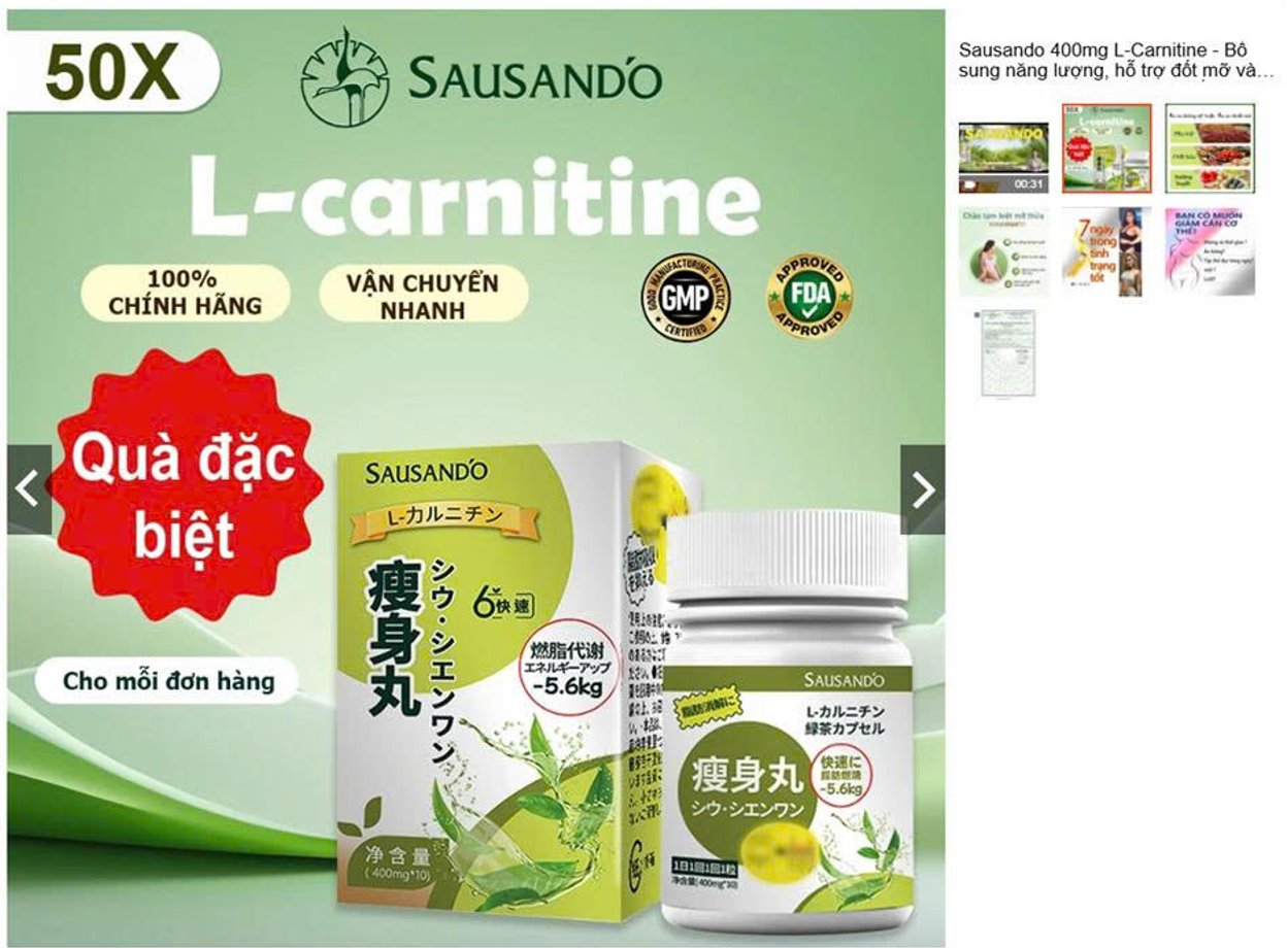 Sản phẩm Sausando Slimming capsule trên gian hàng TMĐT Shopee. Ảnh: vfa.gov.vn Sản phẩm Sausando Slimming capsule trên gian hàng TMĐT Shopee. Ảnh: vfa.gov.vn