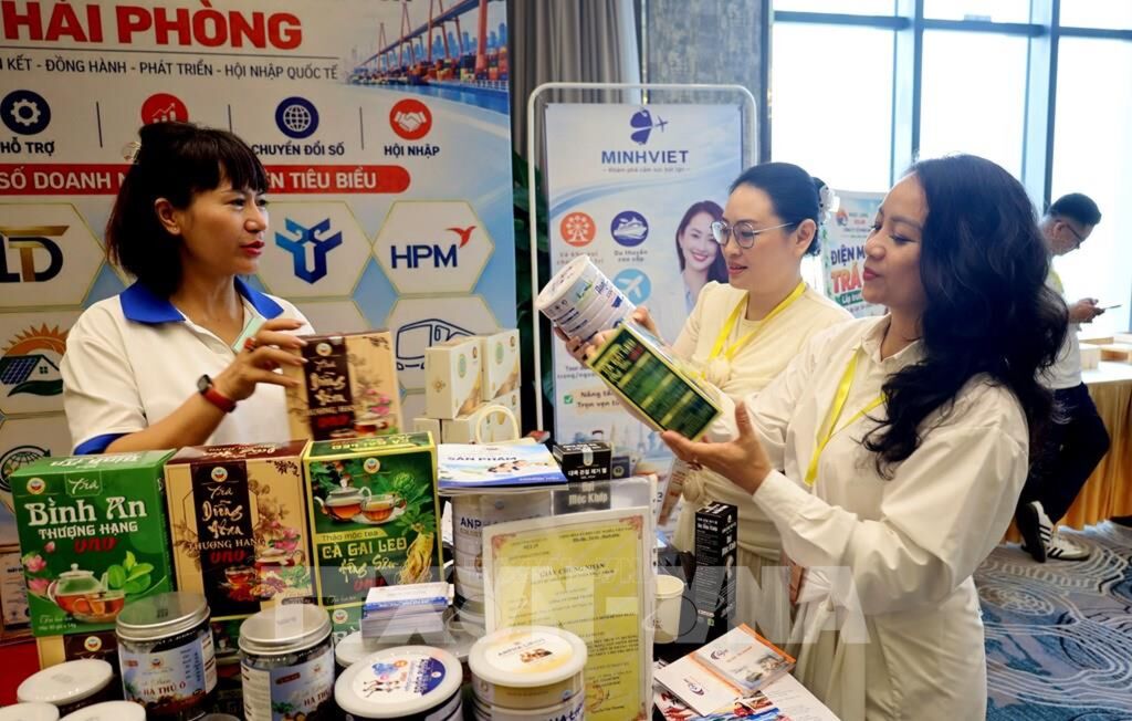 Đại biểu tham quan các gian hàng trưng bày tại chương trình. Ảnh: Minh Thu. TTXVN Đại biểu tham quan các gian hàng trưng bày tại chương trình. Ảnh: Minh Thu. TTXVN