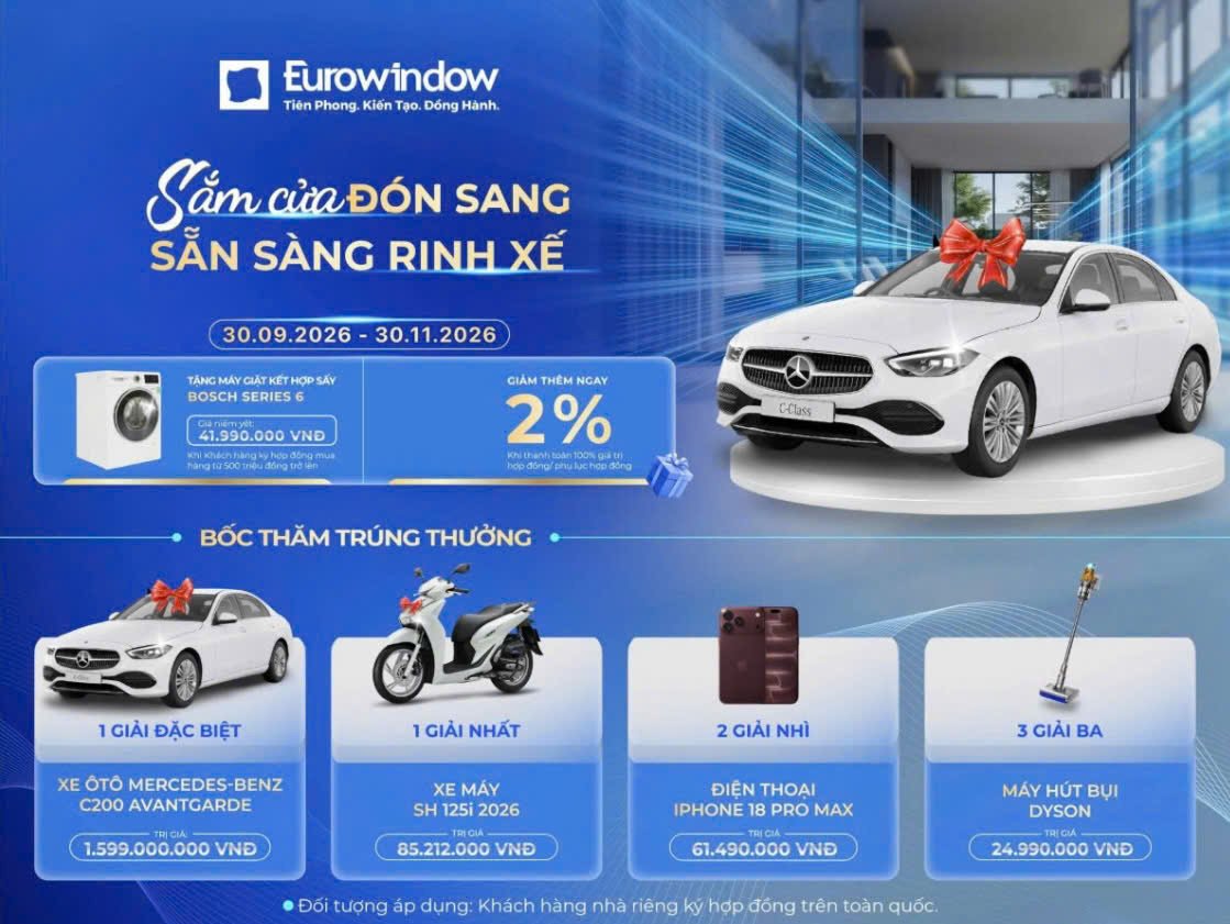 Kh&aacute;ch h&agrave;ng mua sản phẩm Eurowindow dịp cuối năm c&oacute; thể nhận th&ecirc;m qu&agrave; tặng, ưu đ&atilde;i v&agrave; cơ hội tham gia quay số tr&uacute;ng thưởng.