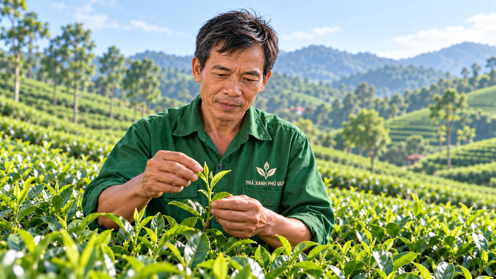 Hình ảnh ông Tô Văn Phú đang tuyển chọn chè tại đồi chè tỉnh Thái Nguyên Hình ảnh ông Tô Văn Phú đang tuyển chọn chè tại đồi chè tỉnh Thái Nguyên