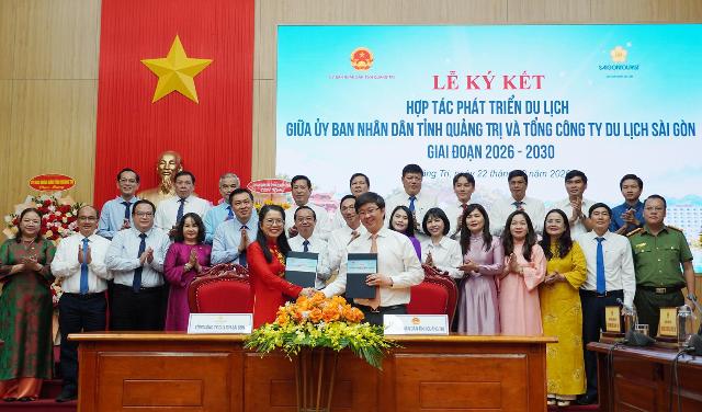 Quảng Trị k&iacute; kết hợp t&aacute;c Saigontourist, tạo đ&agrave; bứt ph&aacute; du lịch giai đoạn 2026&ndash;2030.