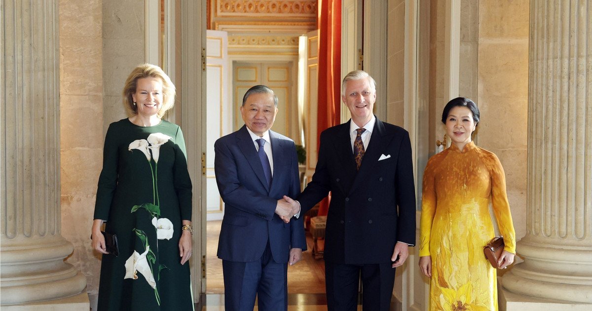 Tổng Bí thư, Chủ tịch nước Tô Lâm và Phu nhân Ngô Phương Ly hội kiến Nhà Vua Bỉ Philippe và Hoàng hậu Mathilde. (Ảnh: Thống Nhất/TTXVN) Tổng Bí thư, Chủ tịch nước Tô Lâm và Phu nhân Ngô Phương Ly hội kiến Nhà Vua Bỉ Philippe và Hoàng hậu Mathilde. (Ảnh: Thống Nhất/TTXVN)