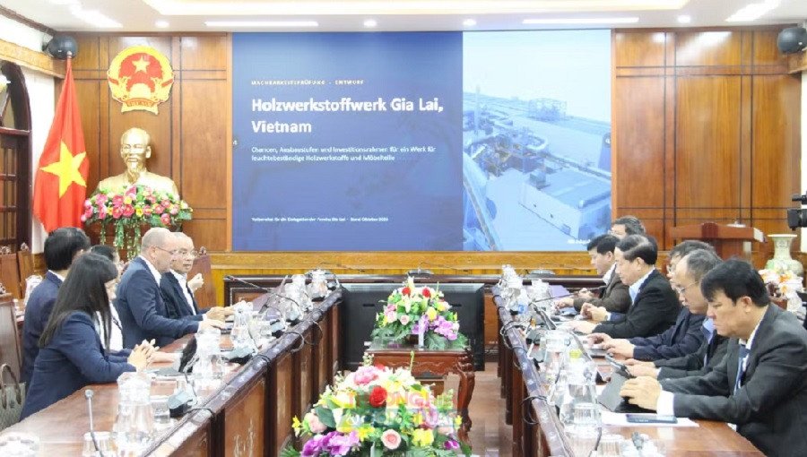Quang cảnh buổi tiếp v&agrave; l&agrave;m việc. Ảnh: Kim Loan