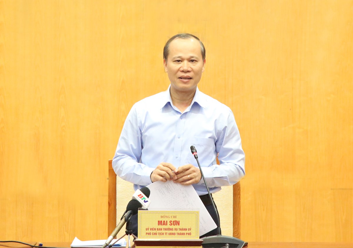 Đồng ch&iacute; Mai Sơn, Ph&oacute; Chủ tịch Thường trực UBND th&agrave;nh phố kết luận buổi l&agrave;m việc.