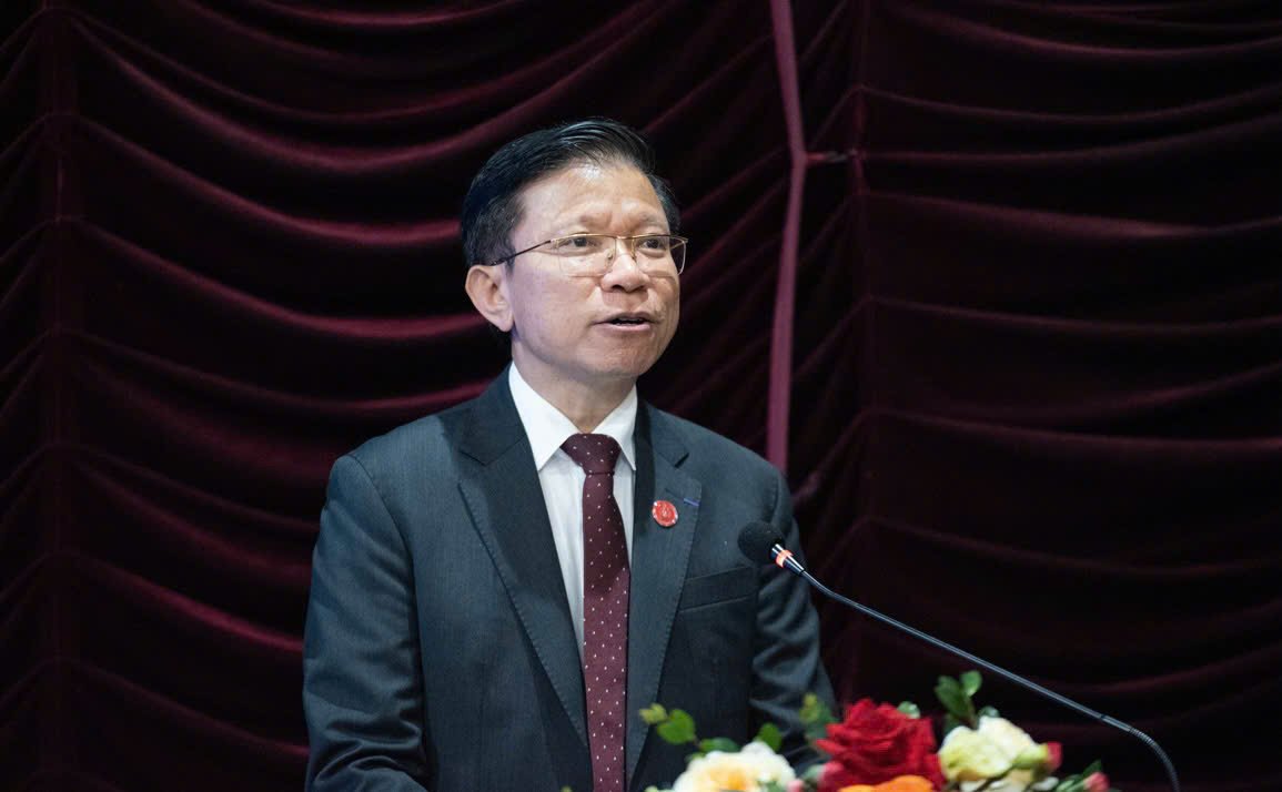 GS.TS. Ho&agrave;ng Anh Tuấn - Hiệu trưởng Trường Đại học Khoa học x&atilde; hội v&agrave; nh&acirc;n văn, Đại học Quốc gia H&agrave; Nội ph&aacute;t biểu. Ảnh: PV