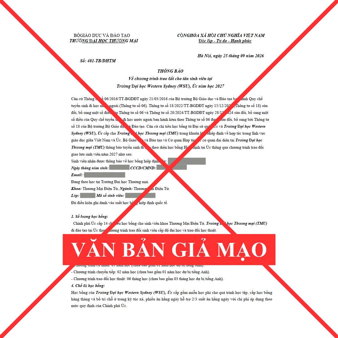 Văn bản giả mạo Trường Đại học Thương mại Văn bản giả mạo Trường Đại học Thương mại