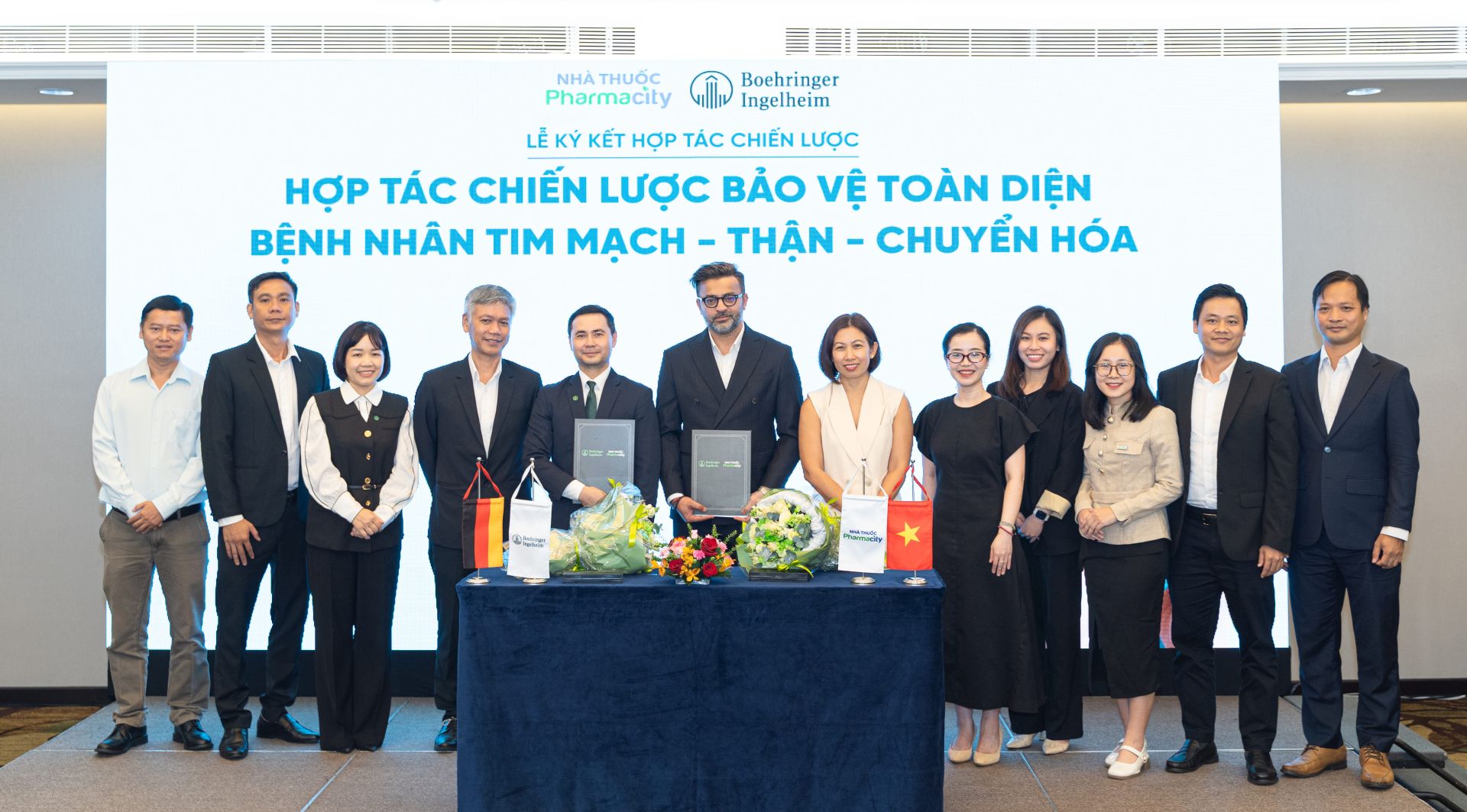 Pharmacity v&agrave; Boehringer Ingelheim Việt Nam hợp t&aacute;c chiến lược nhằm mang những tiến bộ y khoa thế giới đến gần hơn với người Việt. Ảnh: Pharmacity