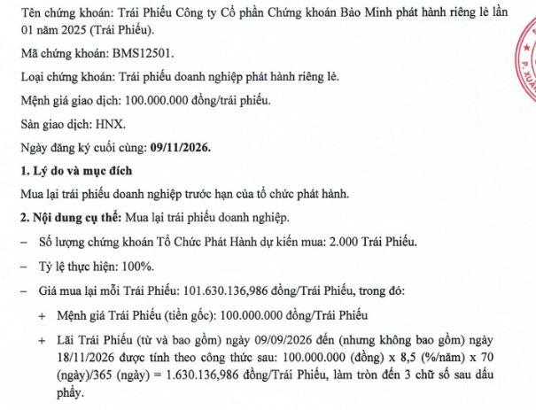 Chứng khoán Bảo Minh mua lại 200 tỷ đồng trái phiếu - Hình 2