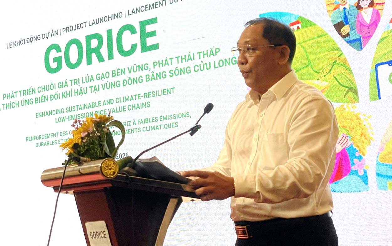 Ông Trần Chí Hùng, Phó Chủ tịch UBND TP. Cần Thơ phát biểu với Lễ khởi động dự án GORICE Ông Trần Chí Hùng, Phó Chủ tịch UBND TP. Cần Thơ phát biểu với Lễ khởi động dự án GORICE