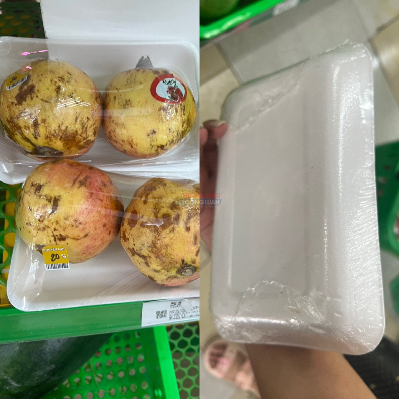 Lựu chia 2 quả một khay, bọc nilong kín nhưng cũng không có thông tin tiếng Việt Lựu chia 2 quả một khay, bọc nilong kín nhưng cũng không có thông tin tiếng Việt