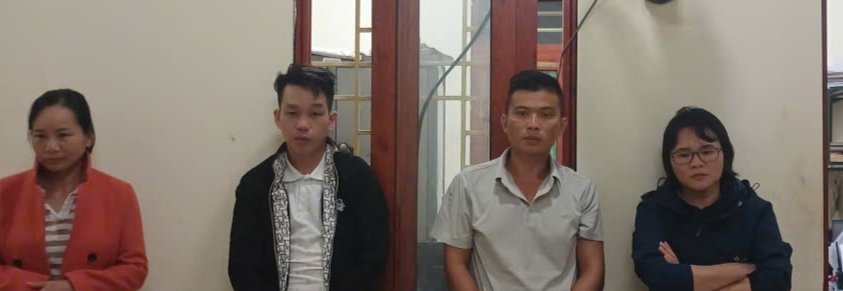C&aacute;c đố tượng (từ tr&aacute;i qua phải): Trương Thị Uy&ecirc;n, L&yacute; Văn H&ugrave;ng, Nong WenDang, Trương Thị Thu&yacute;. Ảnh: C&ocirc;ng an cung cấp