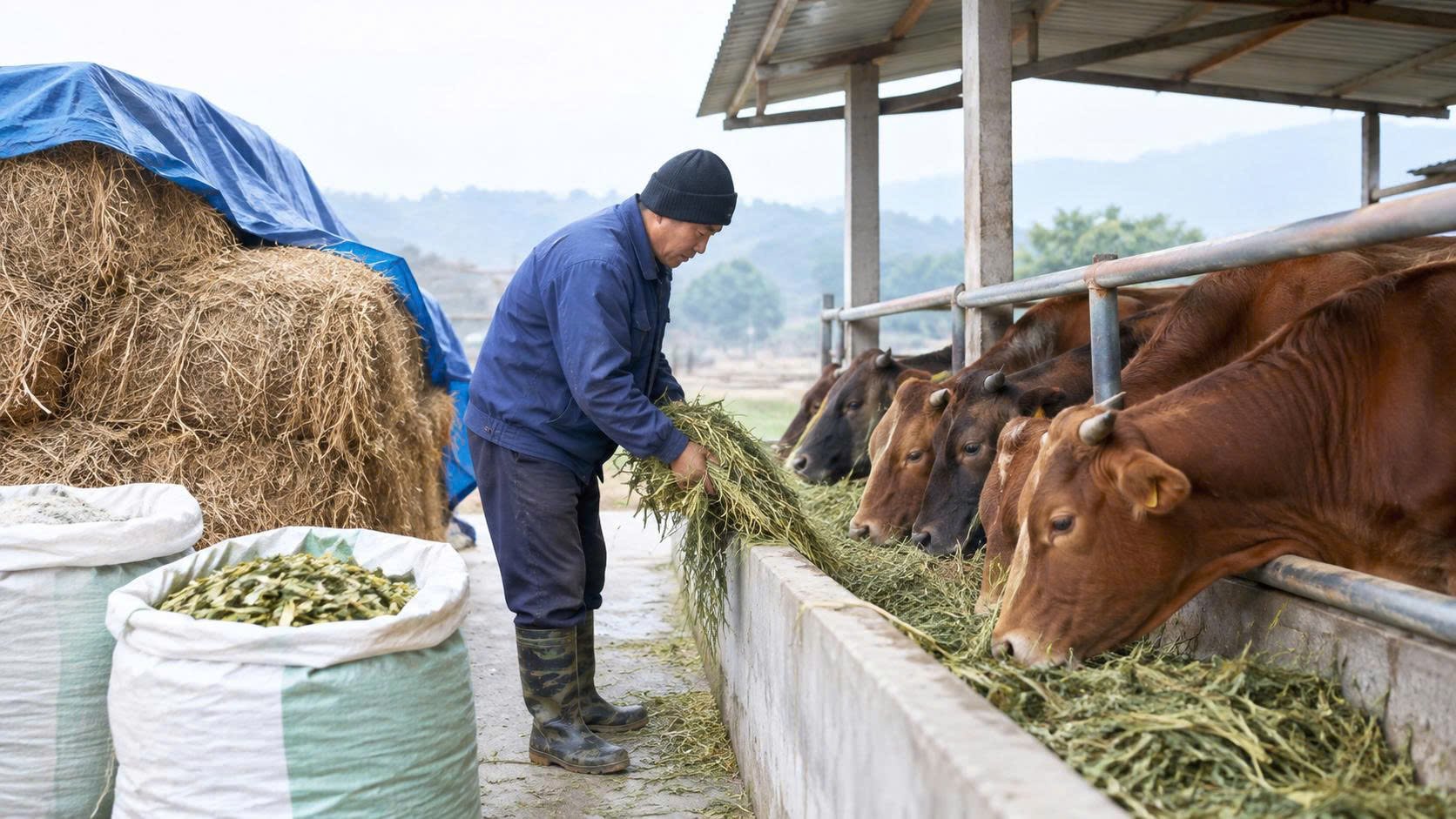 Chủ động dự trữ, bổ sung thức ăn cho đ&agrave;n tr&acirc;u, b&ograve; trong m&ugrave;a đ&ocirc;ng gi&uacute;p giảm chi ph&iacute; v&agrave; duy tr&igrave; hiệu quả chăn nu&ocirc;i.